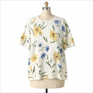 Alfred Dunner Floral Garden Sweater Sz Large Cottagecore Chic Soft Spring Vibes